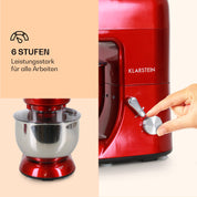 Klarstein Knetmaschine Küchenmaschine mit Fleischwolf, 2000W Teigmaschine Klein, 6 Stufen, Schneebesen Rühr- & Knethaken, Planetenrührwerk, Rührmaschine mit Mixer, Küchenmaschinen mit 5L Schüssel