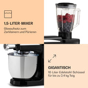 Klarstein Küchenmaschine, Universalküchenmaschinen, 3-in-1 Küchenmaschinen, Rührgeräte & Mixer, Teigmaschine mit Fleischwolf, Küchenmaschine, Teigmaschine Knetmaschine 10L Schüssel, 2000W