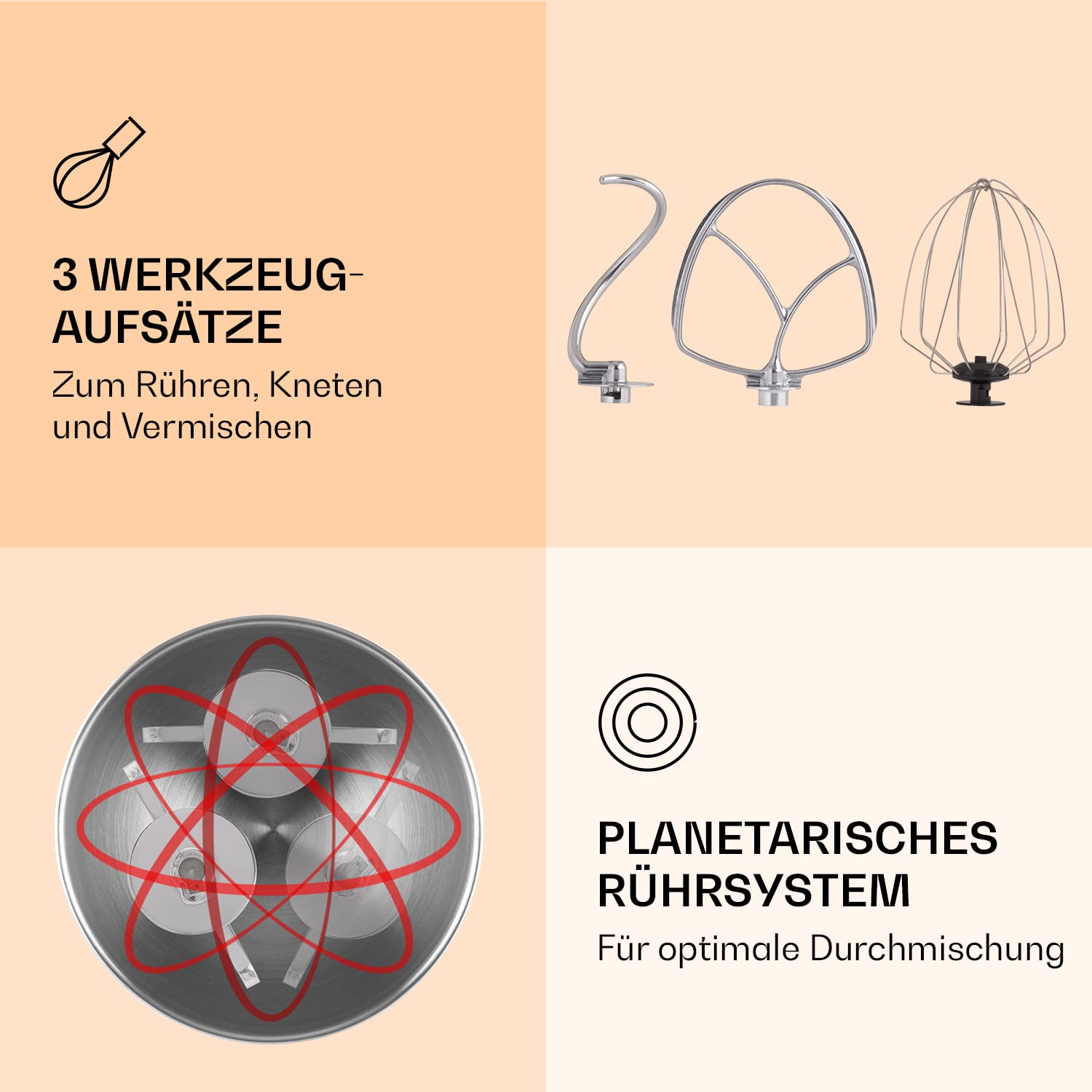 Klarstein Küchenmaschine, Universalküchenmaschinen, 3-in-1 Küchenmaschinen, Rührgeräte & Mixer, Teigmaschine mit Fleischwolf, Küchenmaschine, Teigmaschine Knetmaschine 10L Schüssel, 2000W