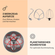 Klarstein Küchenmaschine, Universalküchenmaschinen, 3-in-1 Küchenmaschinen, Rührgeräte & Mixer, Teigmaschine mit Fleischwolf, Küchenmaschine, Teigmaschine Knetmaschine 10L Schüssel, 2000W