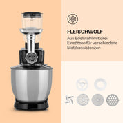 Klarstein Küchenmaschine, Universalküchenmaschinen, 3-in-1 Küchenmaschinen, Rührgeräte & Mixer, Teigmaschine mit Fleischwolf, Küchenmaschine, Teigmaschine Knetmaschine 10L Schüssel, 2000W