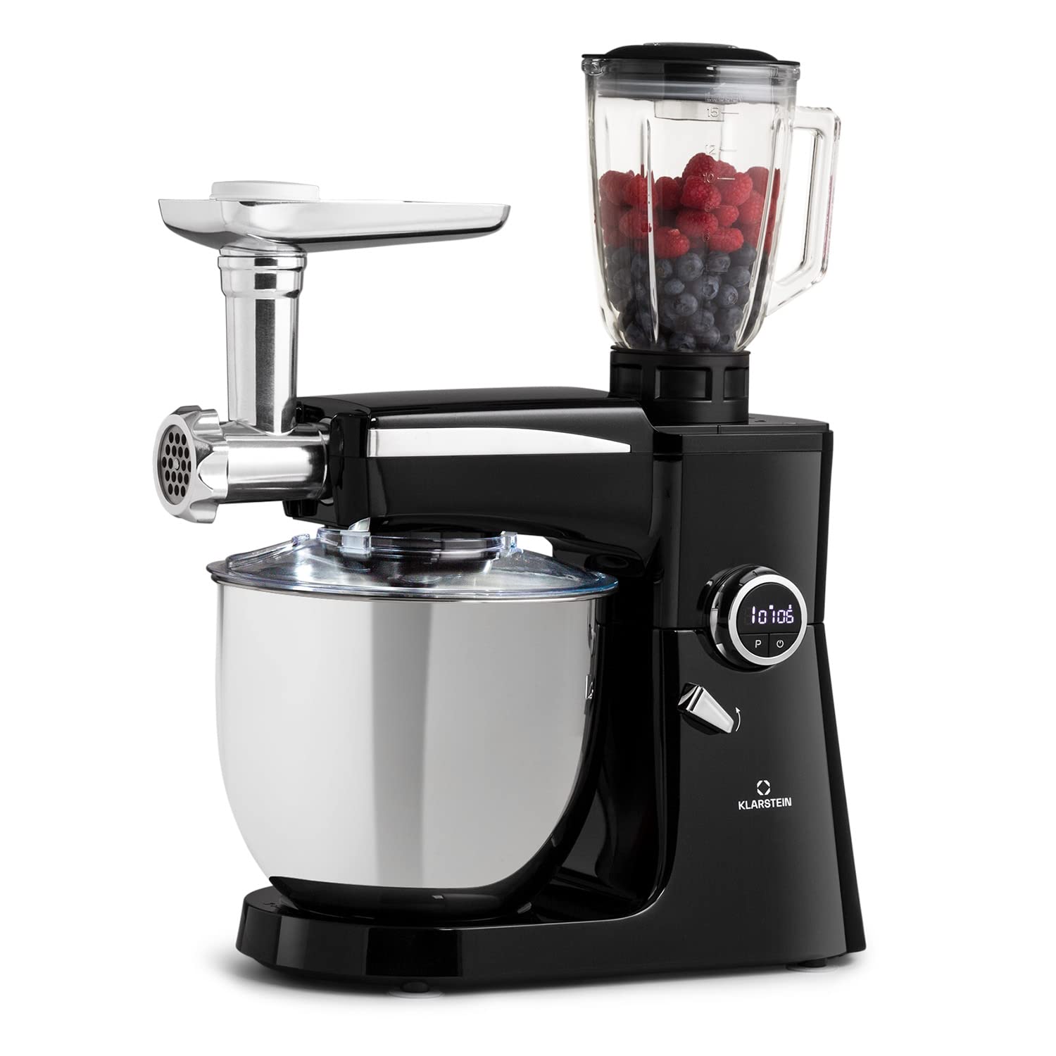 Klarstein Küchenmaschine, Universalküchenmaschinen, 3-in-1 Küchenmaschinen, Rührgeräte & Mixer, Teigmaschine mit Fleischwolf, Küchenmaschine, Teigmaschine Knetmaschine 10L Schüssel, 2000W