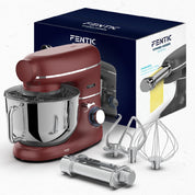 Fentic Kuchenmaschine mit Nudelmaschine – 2000W – Knetmaschine mit Nudelmaschine Elektrische – Pasta Maker - 6,2L Edelstahl Rührschüssel (Rot)