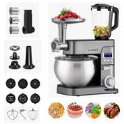 KB ELEMENTS 4-in-1 Küchenmaschine - Multifunktions Küchenmaschine – 2500W – Mit Fleischwolf, Mit Pasta set, Timer - Digitale Steuerung - 1,5L Entsafter, Gemüseschneider – Knetmaschine, Edelstahl