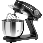 KLAMER Küchenmaschine 1800W, Knetmaschine Brotteig mit Edelstahl-Rührschüssel 6 L, 10 Stufen mit Timer, Planetenrührwerk, Rührbesen, Knethaken, Schneebesen & Sichtdeckel (schwarz)