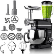 LEHMANN 3 in 1 Multifunktions Küchenmaschine mit Fleischwolf und 1.5L Standmixer, 3000W, Knetmaschine mit 5L Edelstahlschüssel, 6 Geschwindigkeiten und Pulse, Rührmaschine mit großem Zubehör-Set