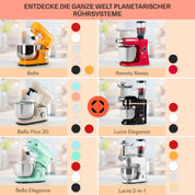 Klarstein Knetmaschine Küchenmaschine mit Fleischwolf, 2000W Teigmaschine Klein, 6 Stufen, Schneebesen Rühr- & Knethaken, Planetenrührwerk, Rührmaschine mit Mixer, Küchenmaschinen mit 5L Schüssel