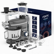 Fentic 6-in-1 Küchenmaschine – 2000W – Mit Fleischwolf, 1,5L Entsafter, Gemüseschneider und Mehr – Knetmaschine mit 6,2L Rührschüssel, Rührhaken, Knethaken, Schlagbesen und Spritzschutz (Anthrazit)