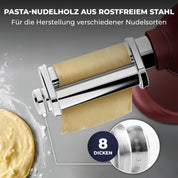 Fentic Kuchenmaschine mit Nudelmaschine – 2000W – Knetmaschine mit Nudelmaschine Elektrische – Pasta Maker - 6,2L Edelstahl Rührschüssel (Rot)
