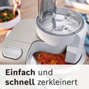Bosch Küchenmaschine MUM5 MUM5XW20, Edelstahl-Schüssel 3,9 L, integrierte Waage, Mixer 1,25 L, Profi-Knethaken, Schnee-, Silikonbesen, Durchlaufschnitzler, 4 Scheiben, 1000 W, weiß