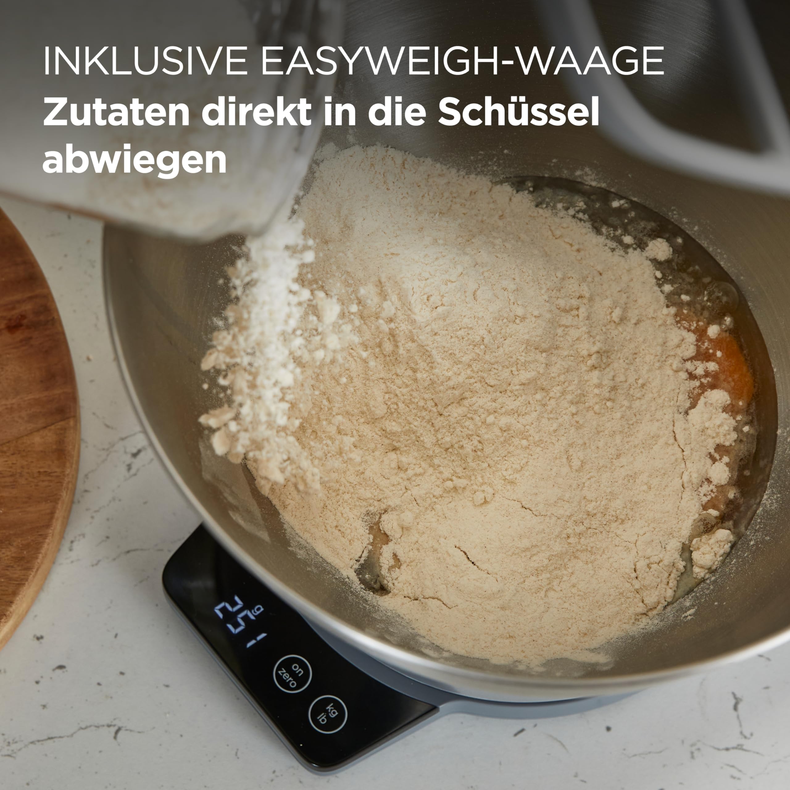 Kenwood Prospero+ KHC29A.R0SI Küchenmaschine, 4,3 L Edelstahlschüssel, inkl. 10-teiligem Zubehör-Set mit Fleischwolf, Glas-Mixer, Zitruspresse, Entsafter und mehr, inkl. EasyWeigh Waage, 1000W, Silber