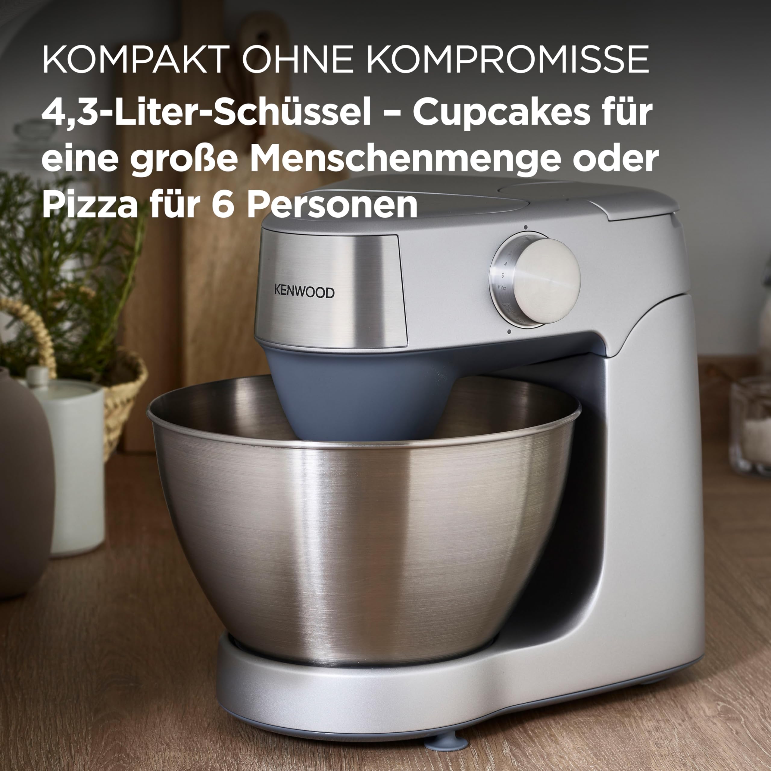 Kenwood Prospero+ KHC29A.R0SI Küchenmaschine, 4,3 L Edelstahlschüssel, inkl. 10-teiligem Zubehör-Set mit Fleischwolf, Glas-Mixer, Zitruspresse, Entsafter und mehr, inkl. EasyWeigh Waage, 1000W, Silber