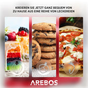 Arebos Küchenmaschine 1500W Schwarz | Knetmaschine mit 2x Edelstahl-Rührschüsseln 4,5 & 5,5L | Geräuscharm | Küchenmixer mit Rührhaken, Knethaken, Schlagbesen und Spritzschutz | 6 Geschwindigkeiten