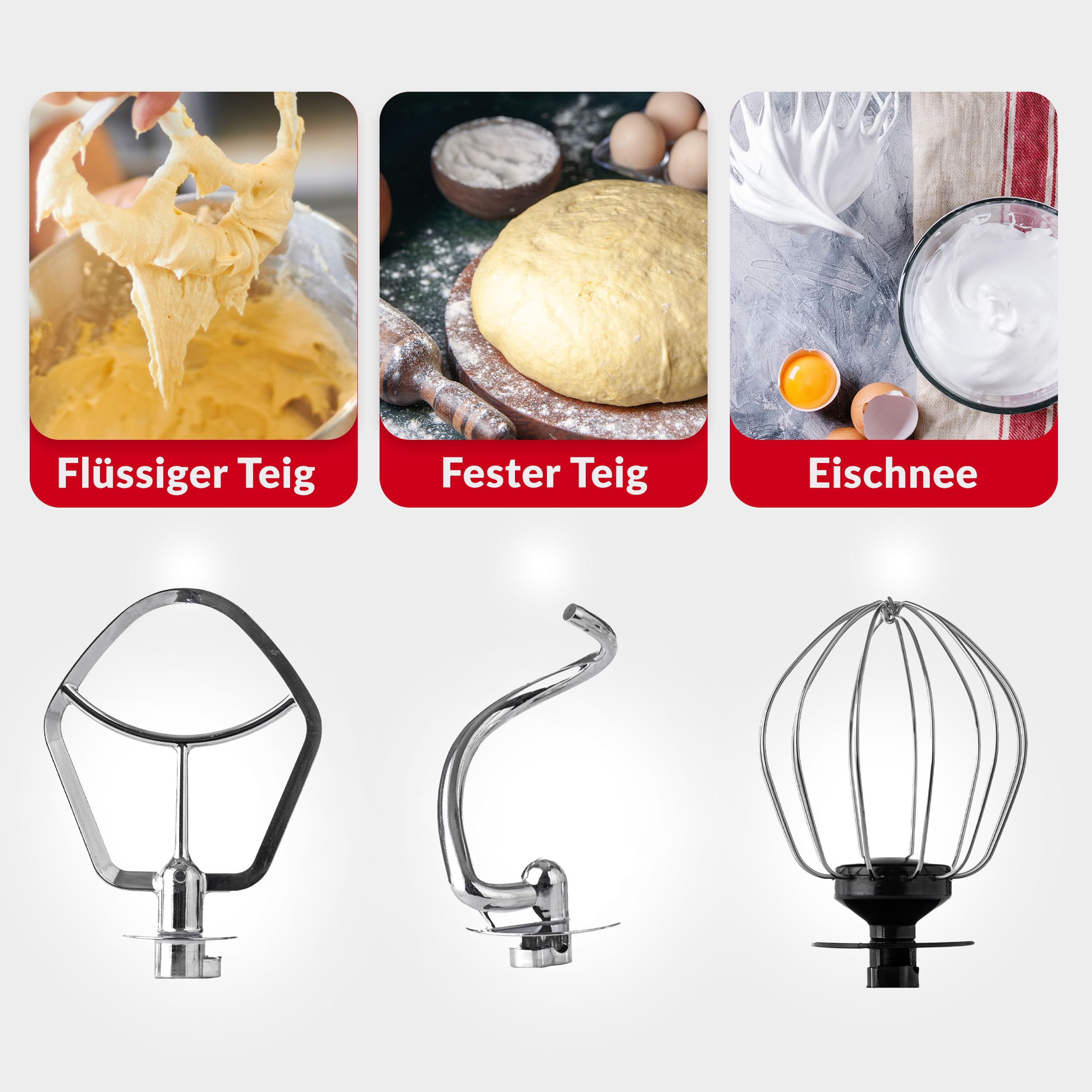 LEHMANN 3 in 1 Multifunktions Küchenmaschine mit Fleischwolf und 1.5L Standmixer, 3000W, Knetmaschine mit 5L Edelstahlschüssel, 6 Geschwindigkeiten und Pulse, Rührmaschine mit großem Zubehör-Set