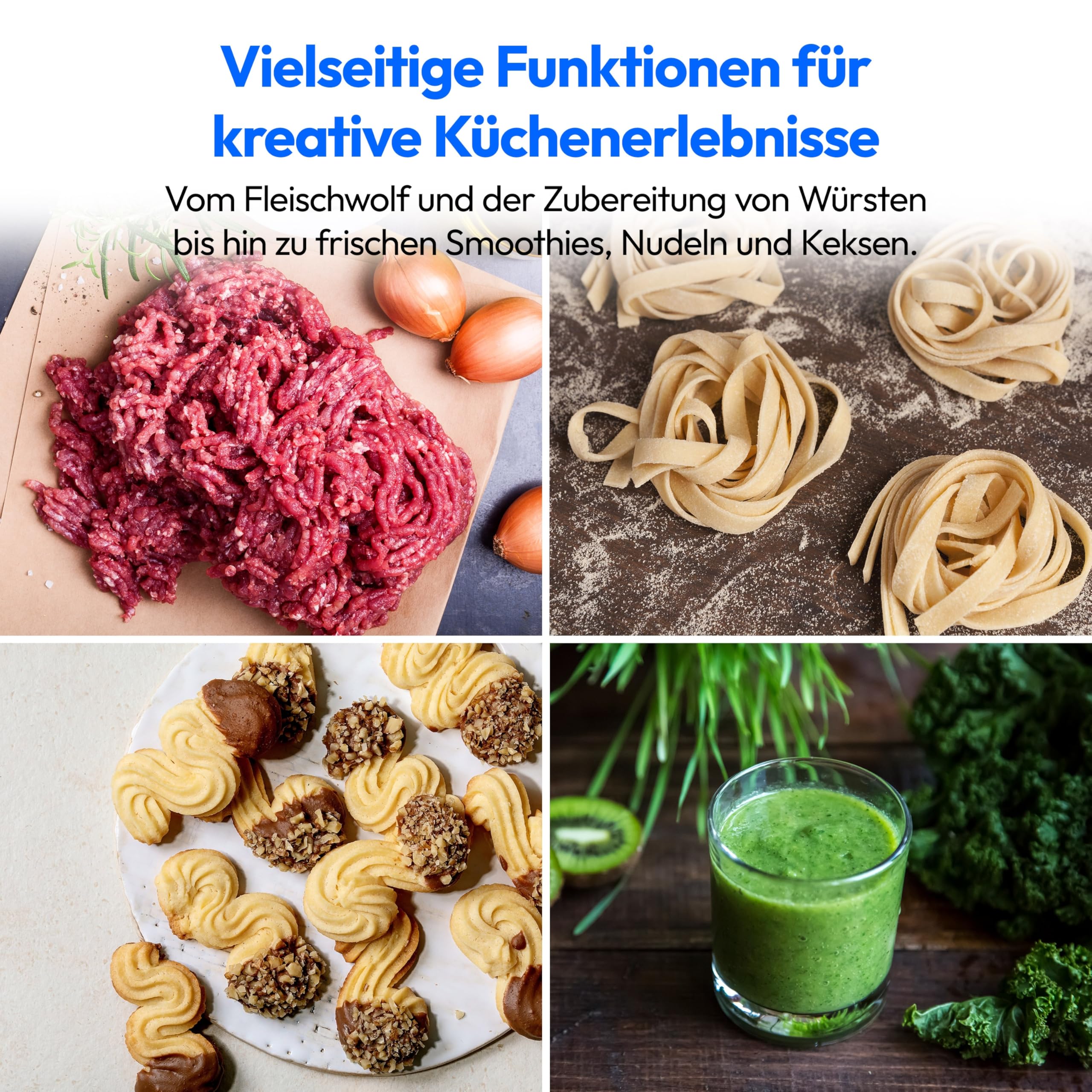 MEDION Küchenmaschine (Mixer, Fleischwolf, Eisschüssel für Zubereitung von Eis, 4 in 1, 1.200 Watt, Reiben Raspeln Schneiden, Digitales Touch Display, Knetmaschine, Teigmaschine, MD18440) Schwarz